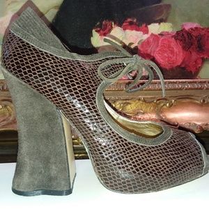 Brown Retro Suede Mary Janes